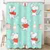 GAEAdorable Christmas Mouse Shower Curtain Set Festive Bathroom Decor for Holiday Season Light Blue Background with Snowflakes