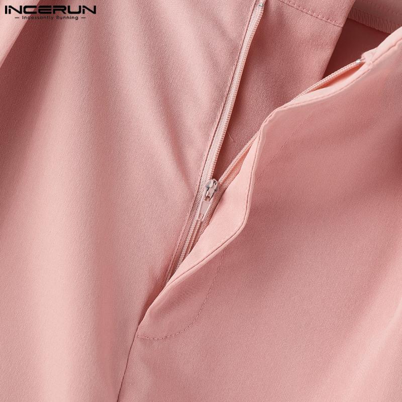 INCERUN Two Pieces Sets Men Swing Collar Sleeveless Ruffled Tanks Long Pants Outfits