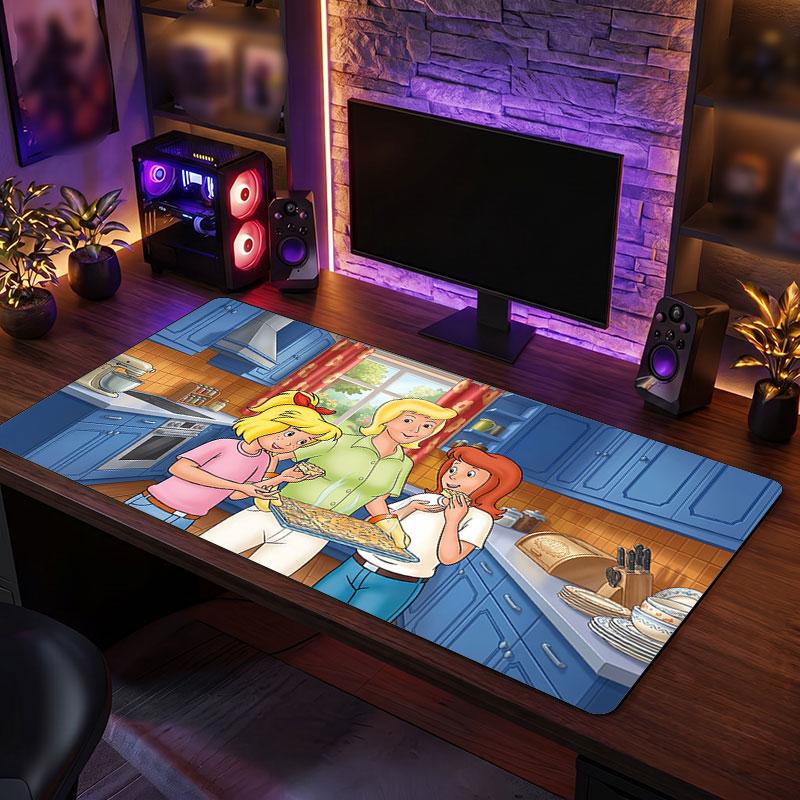 Big Mouse PadBibi & Tina Extended Soft Desk Mat Gaming Office Computer Table Decor Mat