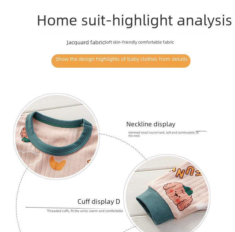 Детский осенний хлопковый пижамный комплект: Унисекс-топ и низ с длинным рукавом