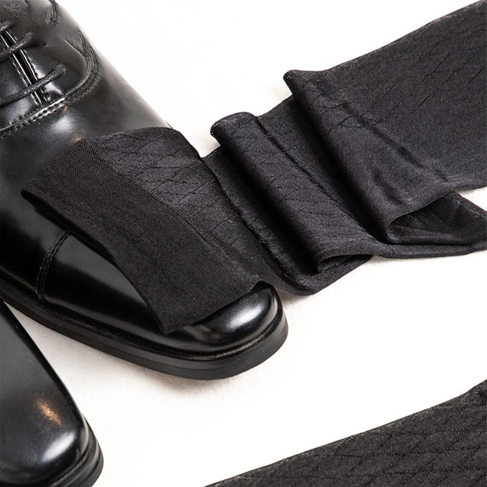 Mens Sexy Stockings Plaid See-Through Socks Breathable