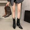 Spring and Autumn New Retro Windproof Long Tube Boots with Thick Heels Riveted Pants Versatile Pointed Boots