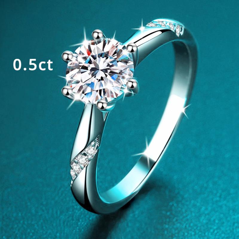D Color 1-3 Carat Solitaire Moissanite Engagement Ring for Women Sparkling Lab Grown Diamond Band Ring 925 Silver Jewelry