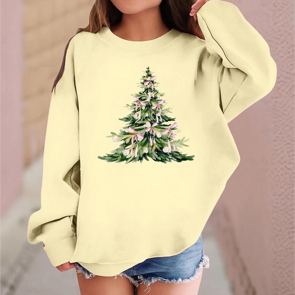 Children's Fashionable Casual Long-sleeved Loose Christmas Print Pullover Sweatshirt