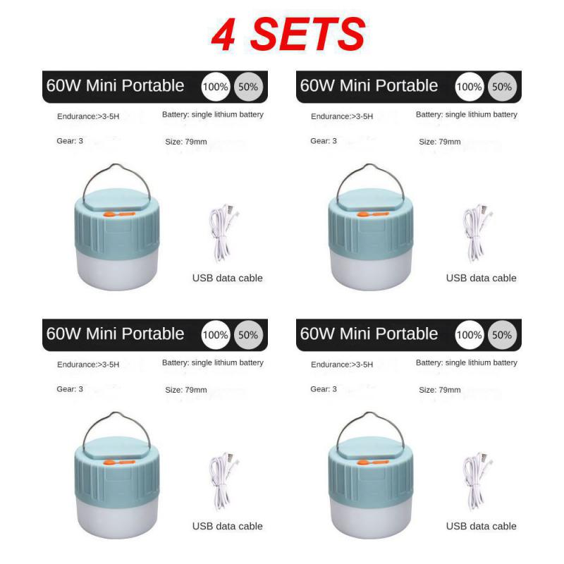 Outdoor Camping LED Light Solar USB Charging Remote Control Tent Lamp Portable Lantern Night Bulb Emergency Lights Camping Tools