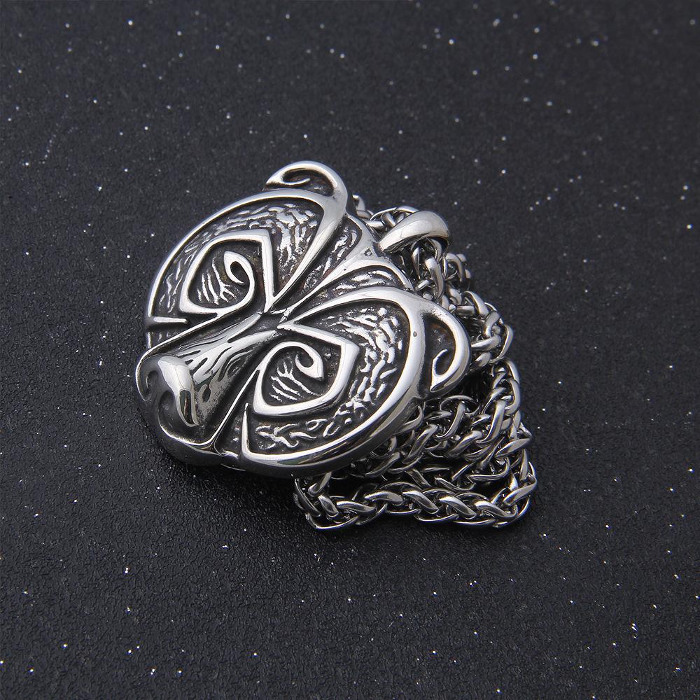 Ожерелье с подвеской в виде головы медведя викингов-берсерков из нержавеющей стали для мужчин и женщин