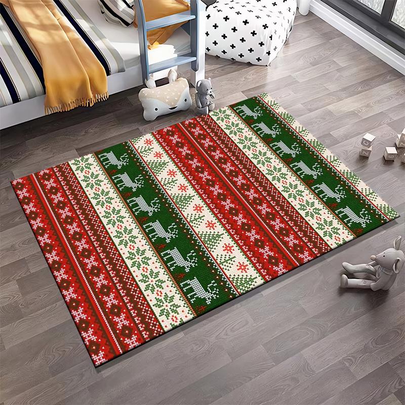 Festive Deer Pattern Rug Non-slip rug suitable for living room and bedroom sofas