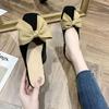 Модные женские мюли на низком каблуке с бантом, туфли для женщин, шлепанцы, черные сандалии 2025, роскошные, нескользящие, H-образные сандалии, шикарные и элегантные тапочки