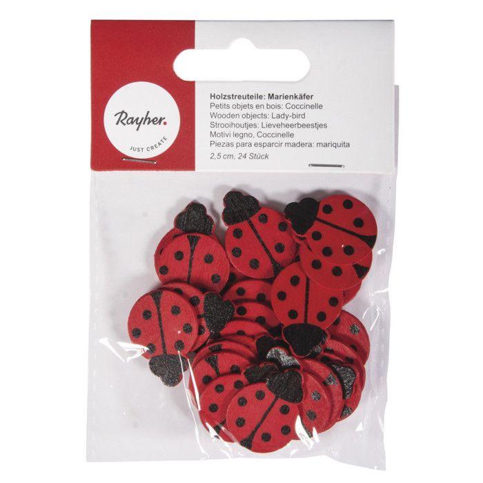 Objet décoratif - sct.-LS - Coccinelle en bois - 2,5 cm - 24 pièces - Mixte