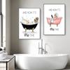 Girl Taking A Bath In Pink Bathtub Canvas Painting Bathroom Wall Art Poster and Prints Washroom Decoration Toilet Home Decor