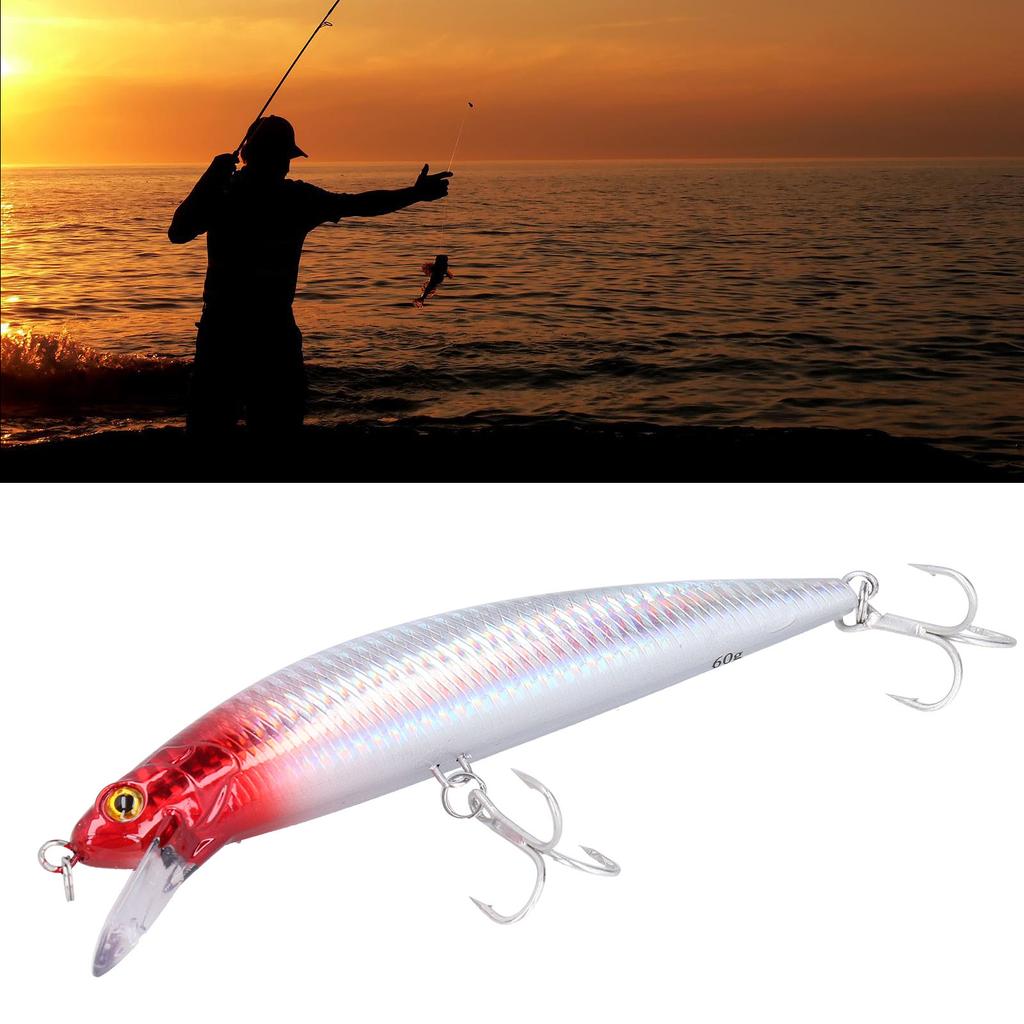 Sea Fishing Sinking Lure 60g Stainless Steel Plastic Artificial Simulation Eye Bait Accessory