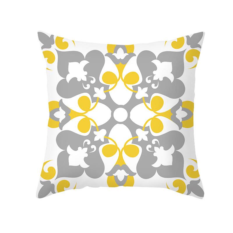 Скандинавская простая персиковая кожа бархатная наволочка желтая и серая геометрический узор офисная диванная наволочка