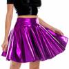 Женские блестящие мини-юбки с металлическими рюшами и рюшами, вечерние клубная одежда в стиле панк, уличная одежда с высокой талией, расклешенная юбка Rave, коктейльный костюм