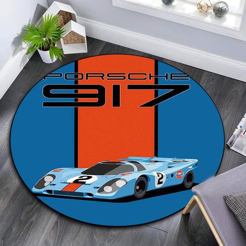 Круглый ковер с узором Gulf Racing Art, Ковер для гостиной, спальни, игровой комнаты, Нескользящий коврик для пола, Праздничные и Подарок на день рождения.