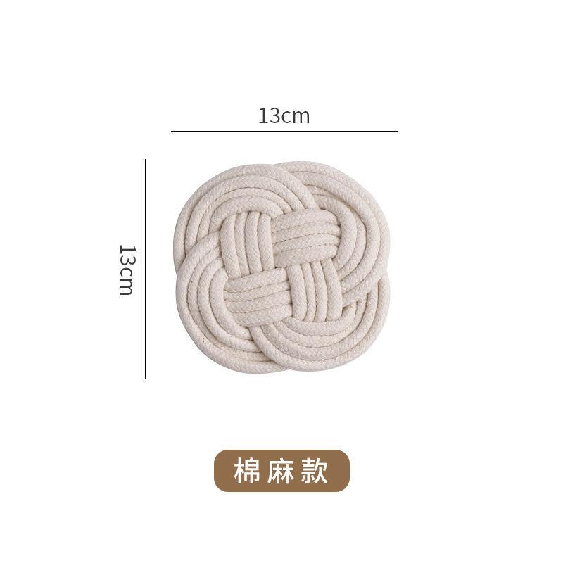 Чайный коврик Тканый льняной Ins Пасторальный Домашний Подставка для столовых приборов Ресторанный дизайн Чайная утварь Теплоизоляция Базовый Хамдмейд Украшения Кофе Мягкий