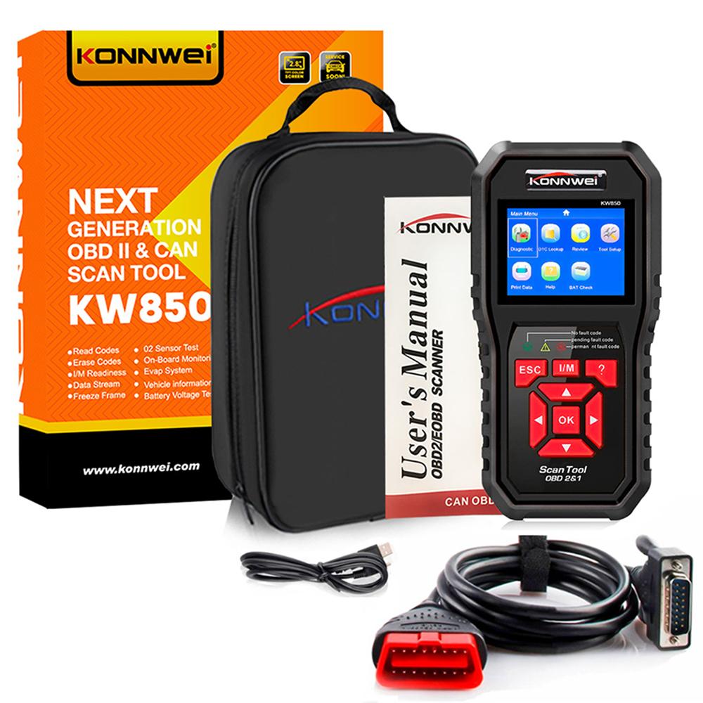 KONNWEI KW850 Автомобильный OBD2 сканер Профессиональные инструменты автодиагностики OBD 2 Проверка системы двигателя Считыватель кодов Поиск DTC pk elm327