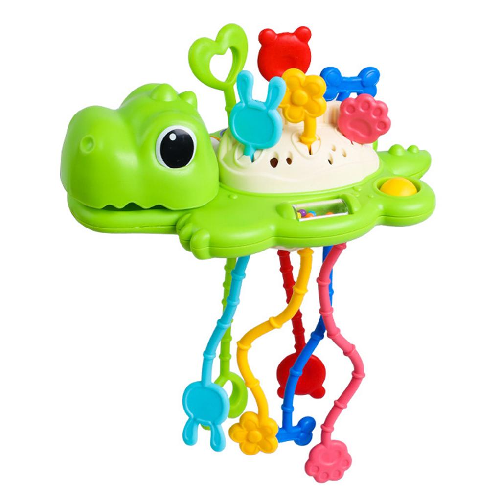 Dinosaur Pull String Toy for Baby Montessori Toy Sensory Toy for Toddlers Food Grade Silicone Baby