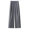 Women's 2025 Gray High-Waisted Wide-Leg Dress Pants - Spring/Autumn Casual and Drapey