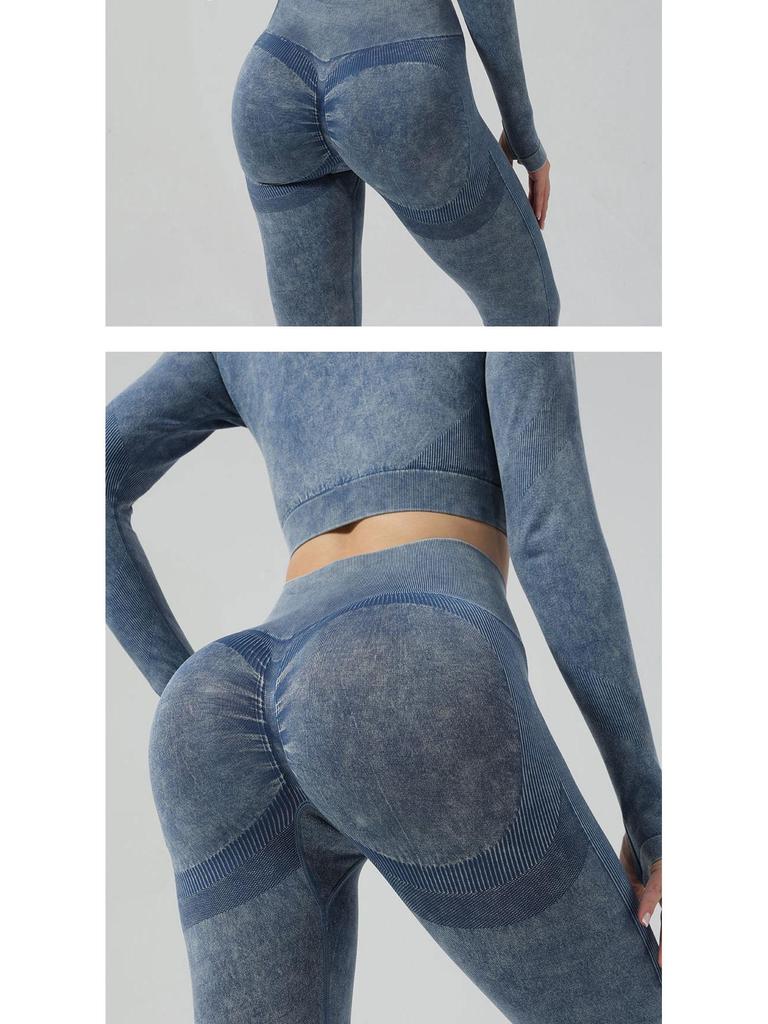 Women's High-Waist Yoga Set: Hip-Lifting Pants & Long-Sleeve Top