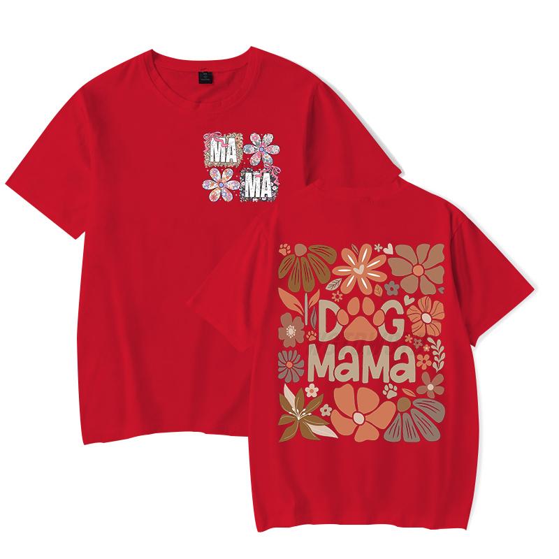 Футболки Dog Mama Fashion Casual Забавный подарок для владельца собаки Футболка с коротким рукавом Цветочный Бохо Винтажный дизайн футболки Женская одежда