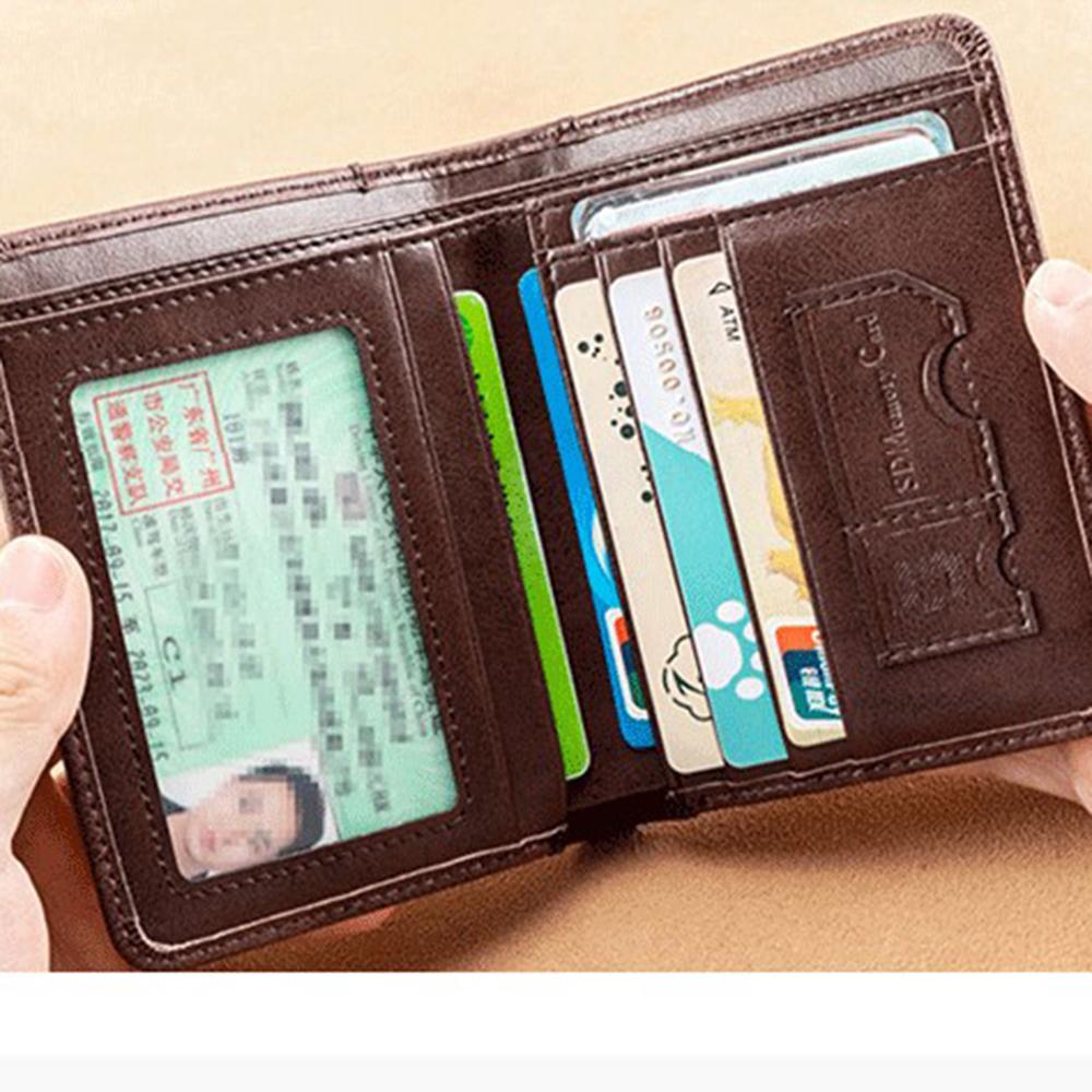 Кожа PU RFID Кошелек Мужской Тонкий Вертикальный Кошельки Черный Тонкий Короткий Держатель для ID и Кредитных Карт Минималистичный Мужской Коричневый Кошелек для Денег