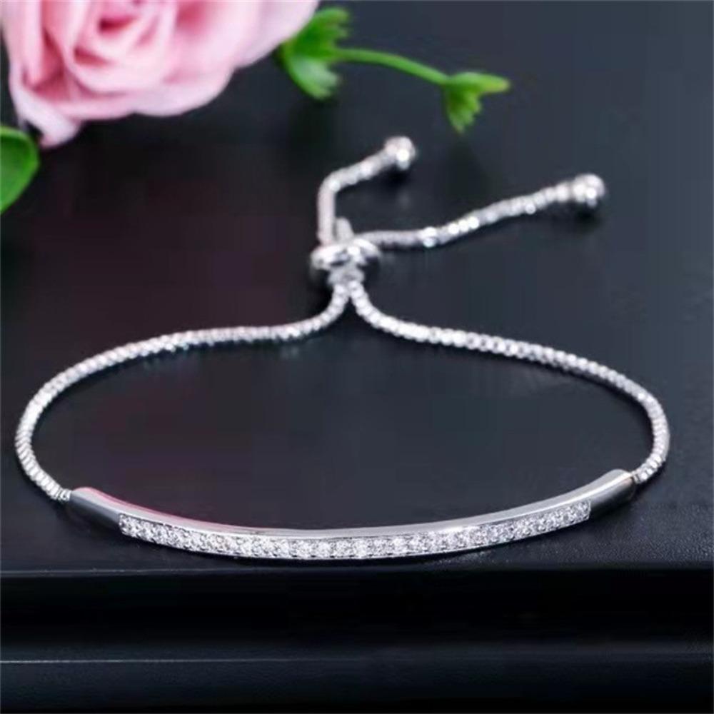 Delicate Crystal Bracelet Stainless Steel Simple Hand Bangle Fashion Rhinestone Bracelet  Gifts