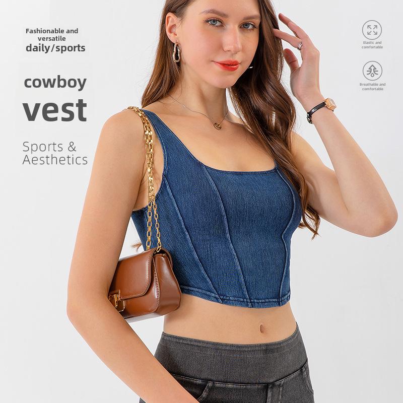 Women's High-Waisted Flared Yoga Pants with Pockets - Imitation Denim, Tummy Control, Perfect for Outdoor and Casual Fitness.