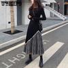 Осень/Зима Большой Размер Женская Вязаная Юбка Эластичная Талия Вязаная А-силуэтная Юбка