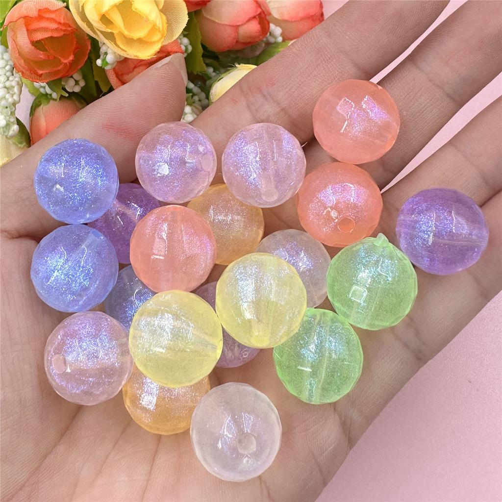 20pcs 15.7mm Acrylic Fine Sparkling Round Loose Beads DIY Jewelry Accessories Beaded Materials For Bracelet Earring Making
