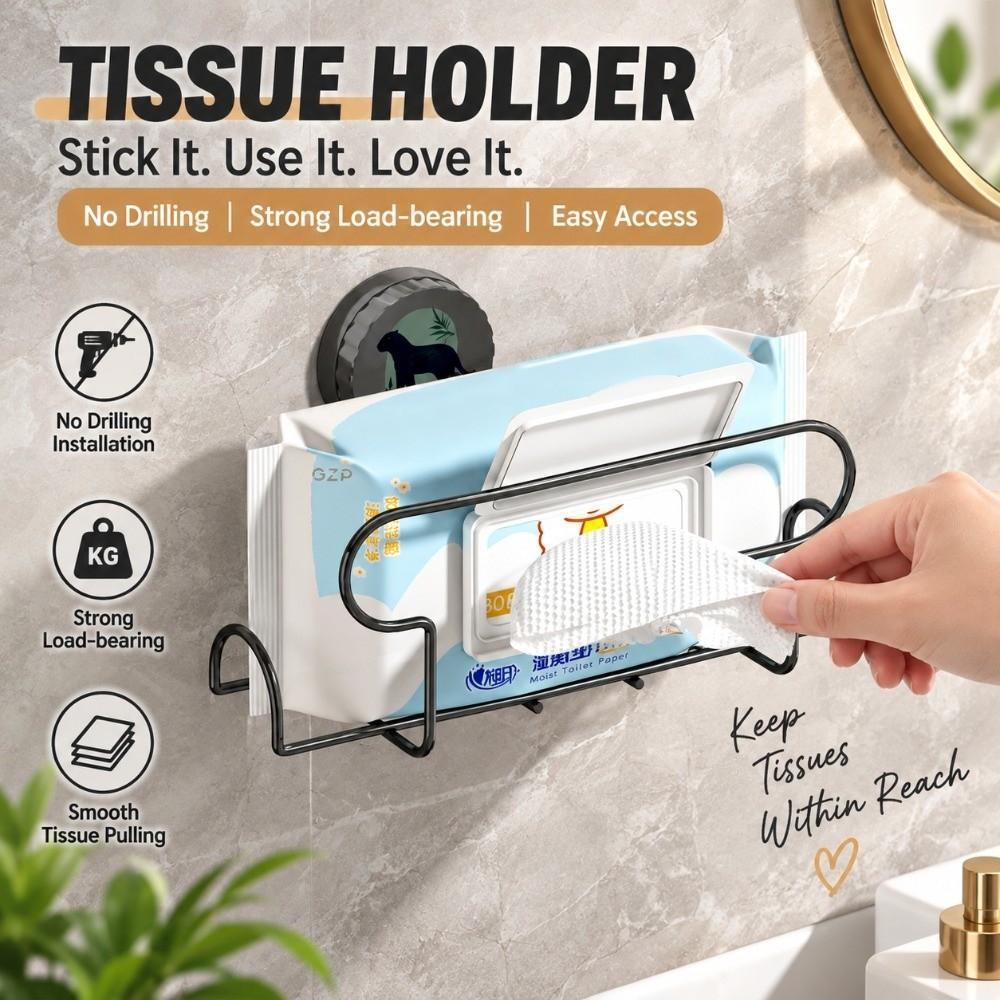 Rust Resistant Paper Holder No Drill Installation Wet Wipe Storage Rack  Kitchen Bathroom
