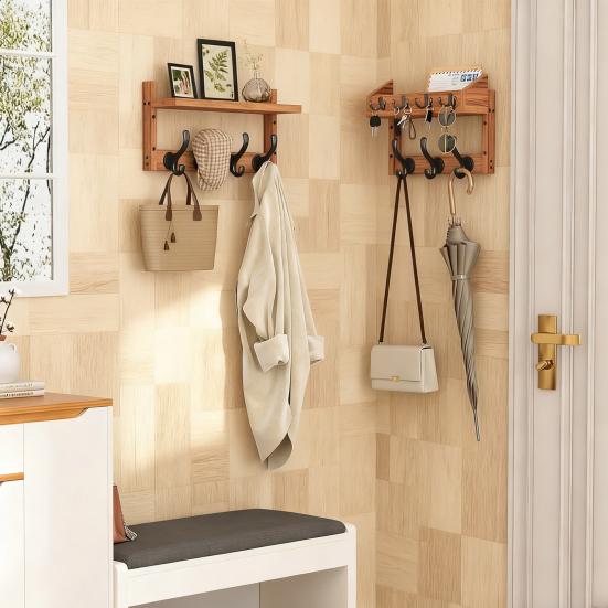 Настенная вешалка для одежды с полкой 4-в-1 Органайзер для прихожей с крючками Держатель для почты Деревенская ключница Плавающая полка для стены Гостиная Спальня Офис