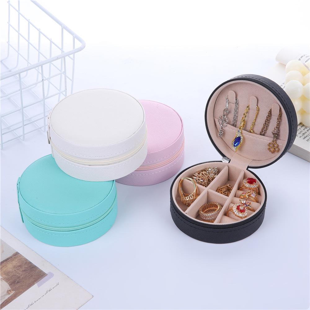 Компактная круглая дорожная шкатулка для украшений для серег, колец и ожерелий