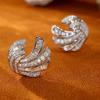 Huitan Sparkling Cubic Zirconia Crystal Stud Earrings for Women New Fashion Versatile Lady's Ear Accessory Wedding Jewelry