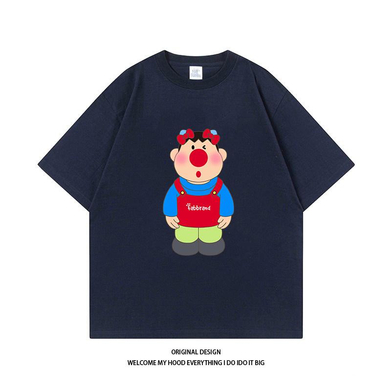 Pure Cotton Cute And Playful Anime Chubby Tiger Print ShortSleeved Loose And Versatile Casual Couple TShirt
