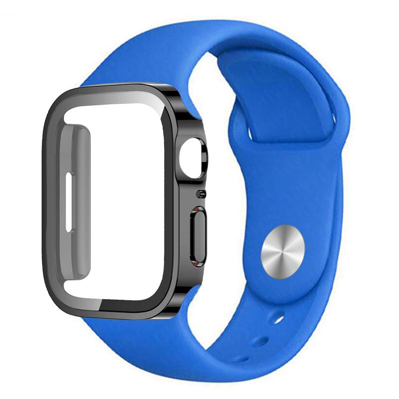 Watch Case Band For Apple Watch strap 44mm 45mm 40mm 41mm 45 mm sport Silicone bracelet iwatch series 8 7 6 5 4SE 9 Ultra 2 49mm