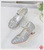 2025 Spring Girls' Rhinestone Sequin Princess Shoes - Solid Color Strap Buckle for Children's Performances