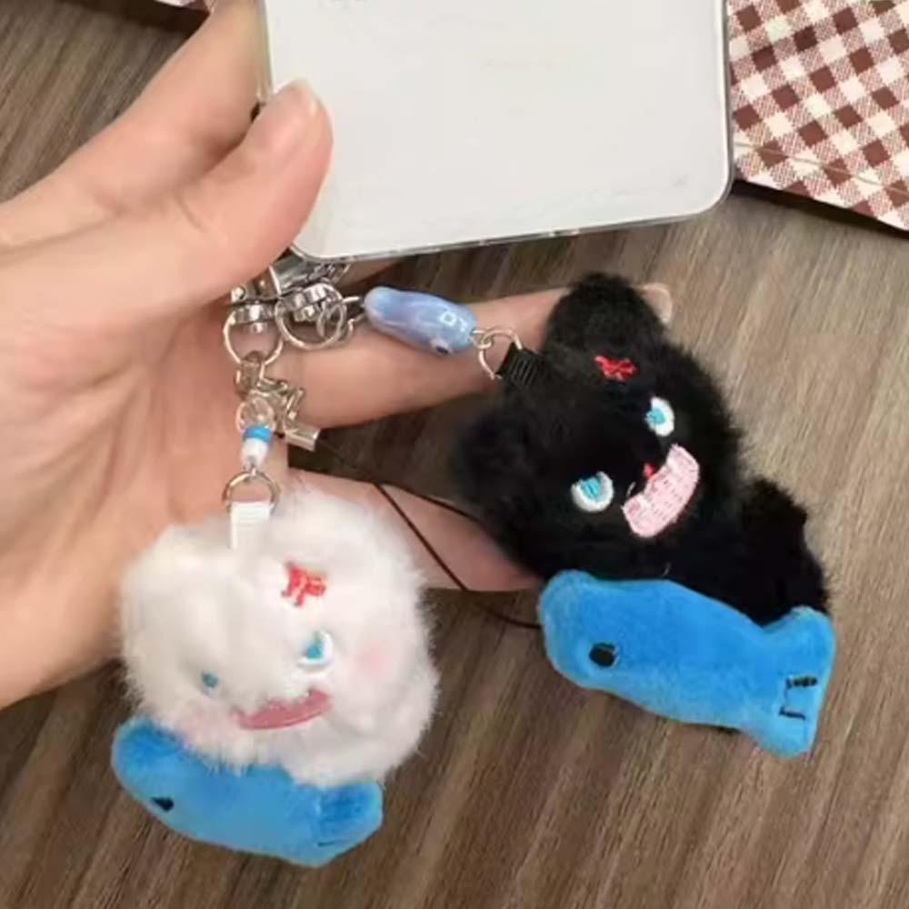 2pcs Mini Angry Cat Keychains Zinc Zinc Alloy Plush Animal Key Ring Portable Couple Pendants Kids