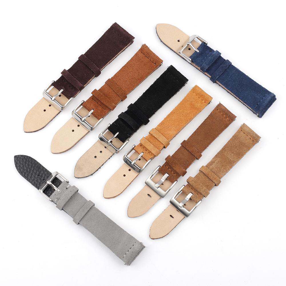 18mm 20mm 22mm 24mm Suede Watch Strap Double Layer Leather Handmade Vintage Watch Band Replacement Wristband Watch Accessories