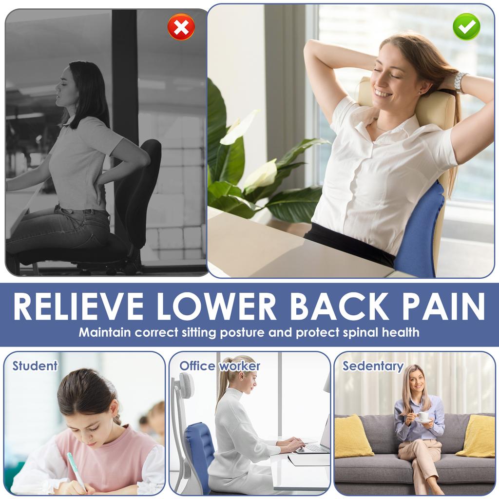 Inflatable Lumbar Support Pillow Ergonomic Portable Back Support Pillow Comfortable Office Chair Cushion for Home Car Traveling