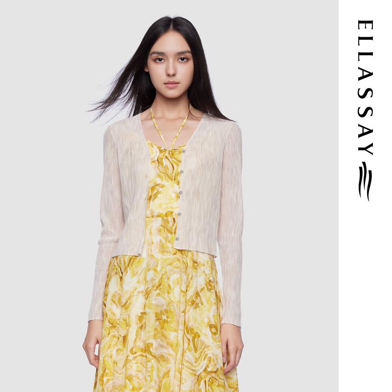 ELLASSAY Women's 2025 Spring V-Neck Short Knit Cardigan