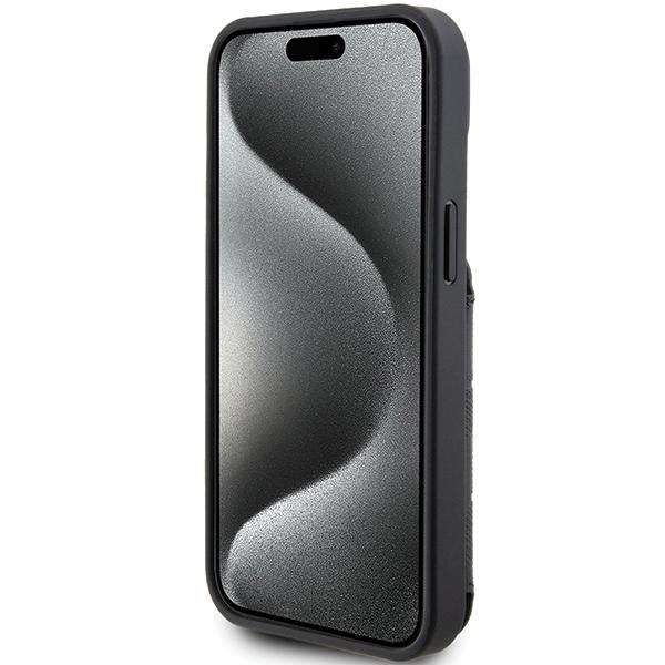 Karl Lagerfeld KLHCP15SSAKKNSCK iPhone 15 / 14 / 13 6.1" black/black hardcase Saffiano Cardslots and Stand Monogram Ikonik Patch