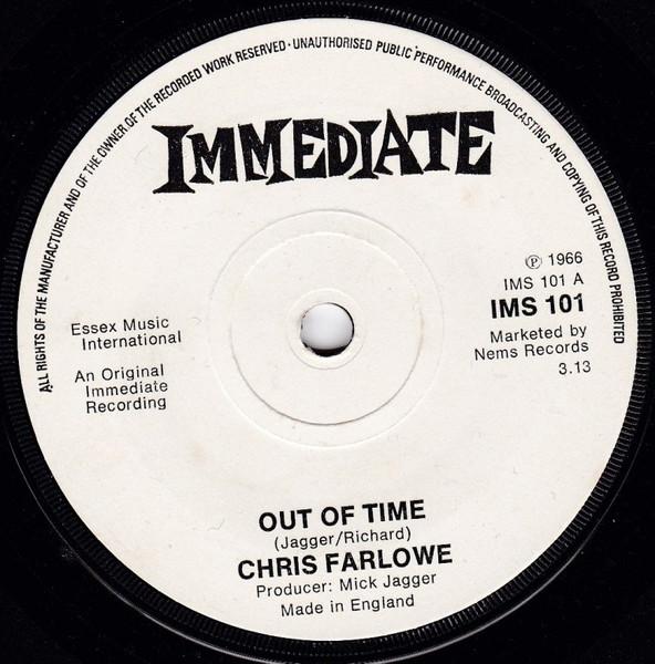 7inch Record CHRIS FARLOWE - Out Of Time IMS101 Immediate 1975 UK Rock Used