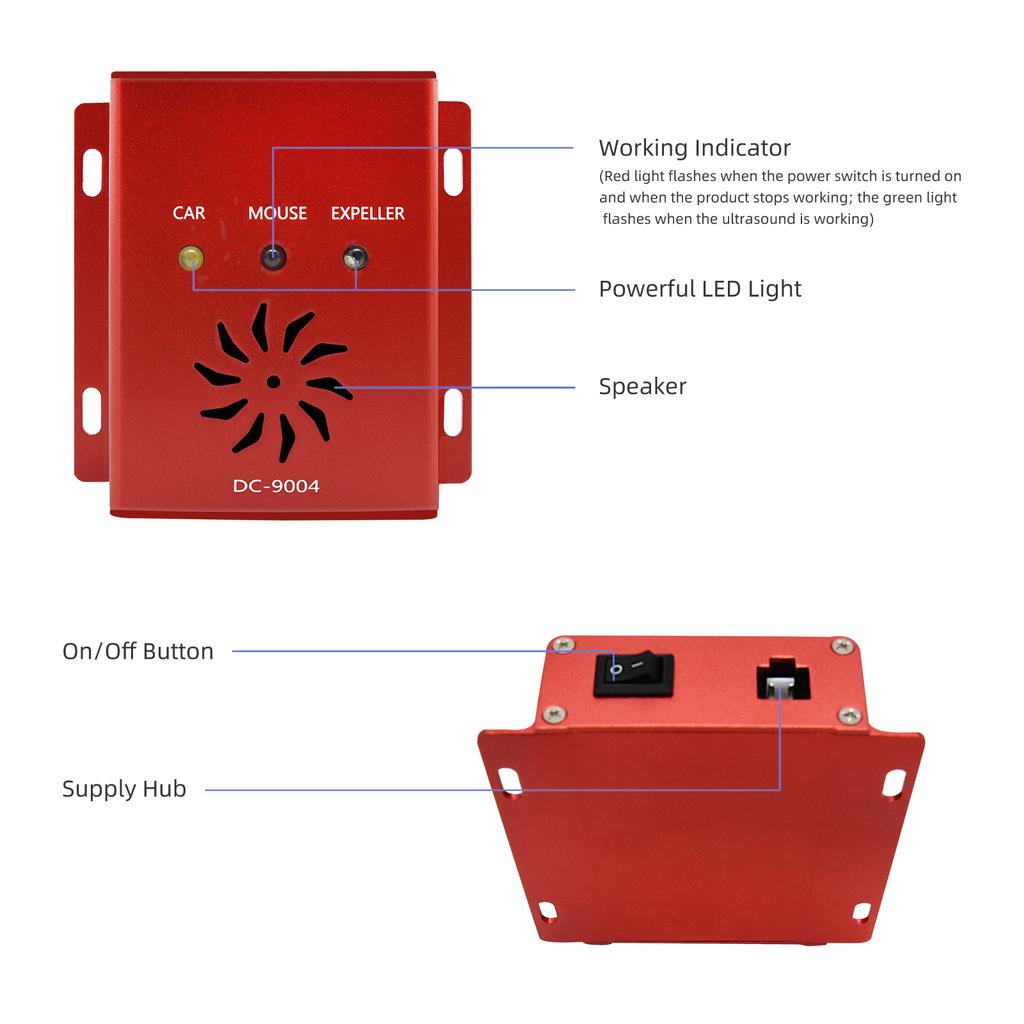 Ultrasonic Car Mice Repeller Ultrasonic Pest Repeller Aluminum Alloy Mice Repeller Electronic Mice
