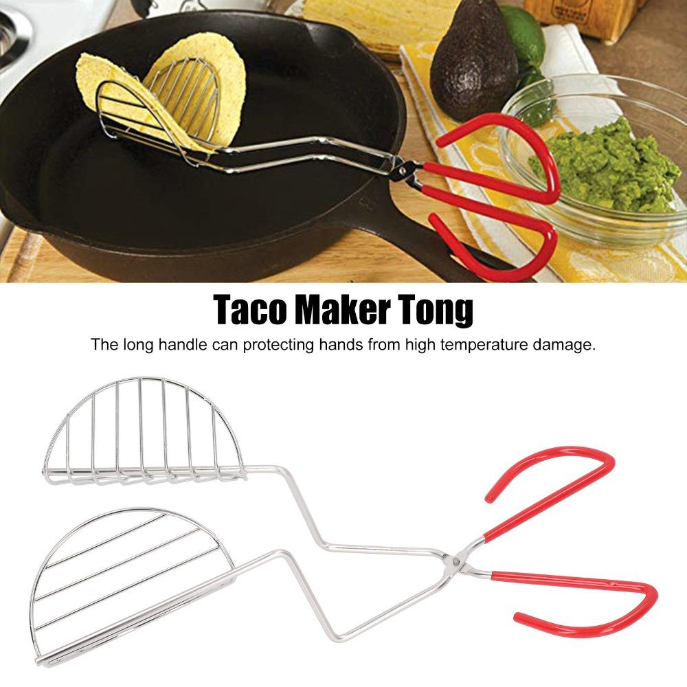 Portable Tortilla Press Maker Silver Taco Shell Holder Durable Taco Fryer Tongs Kitchen