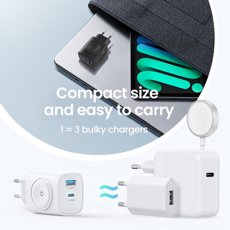 Зарядное устройство для Apple Watch с блоком быстрой зарядки 20 Вт, 3-в-1 PD USB C настенный зарядный блок для iWatch, для iPhone, iPad