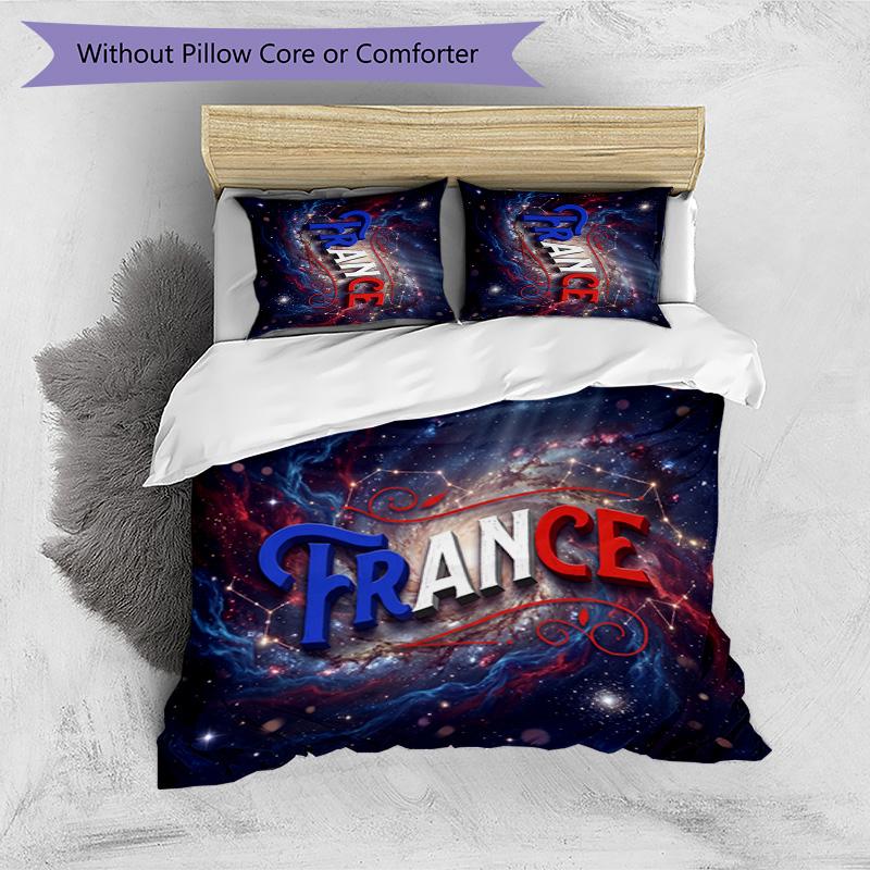 France Football Printed Bedding 3 Piece Set Cozy Breathable Bed Cover Set as Housewarming Holiday Gift