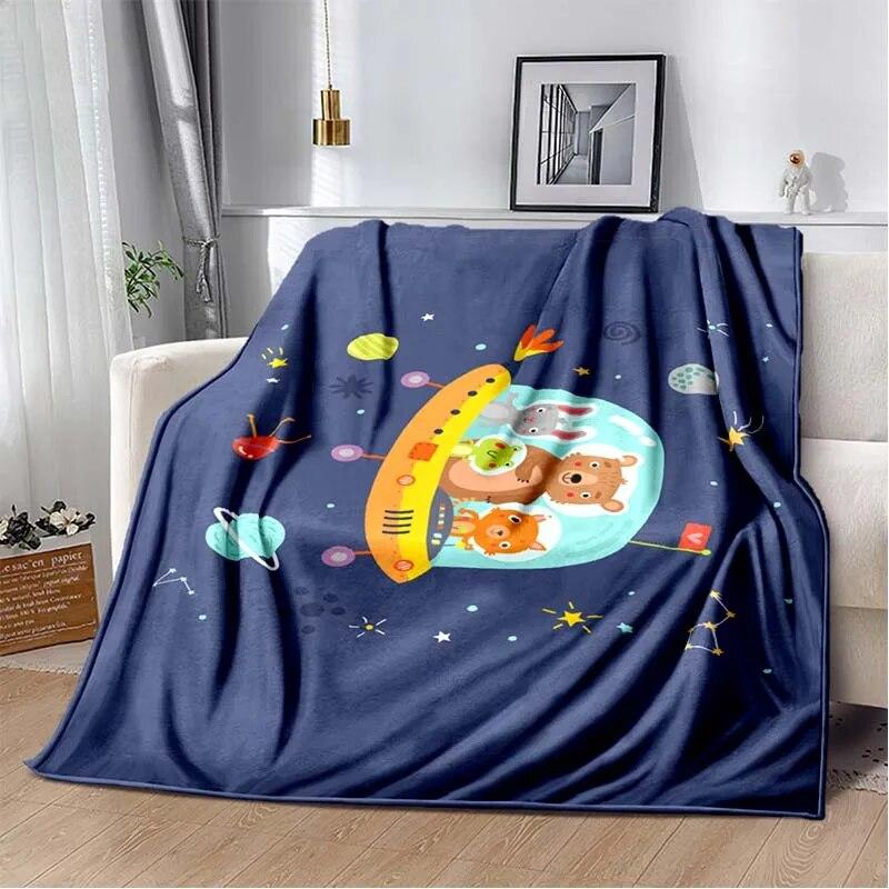 Фланелевое одеяло с 3D принтом космических животных, универсальное праздничное подарочное одеяло, теплые и мягкие одеяла на все сезоны