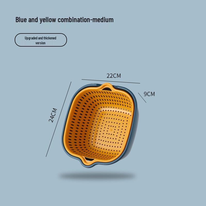 Six-Piece Double-Layer Kitchen Basket Set for Washing Fruits and Vegetables