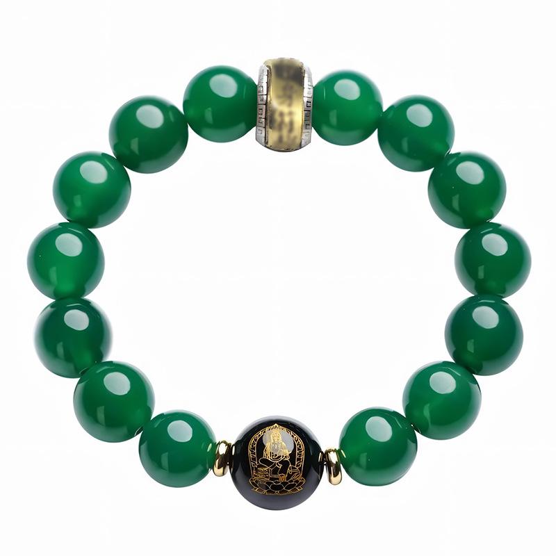 Натуральный зеленый агат Браслет Зодиакальный Будда-хранитель с бусинами удачи