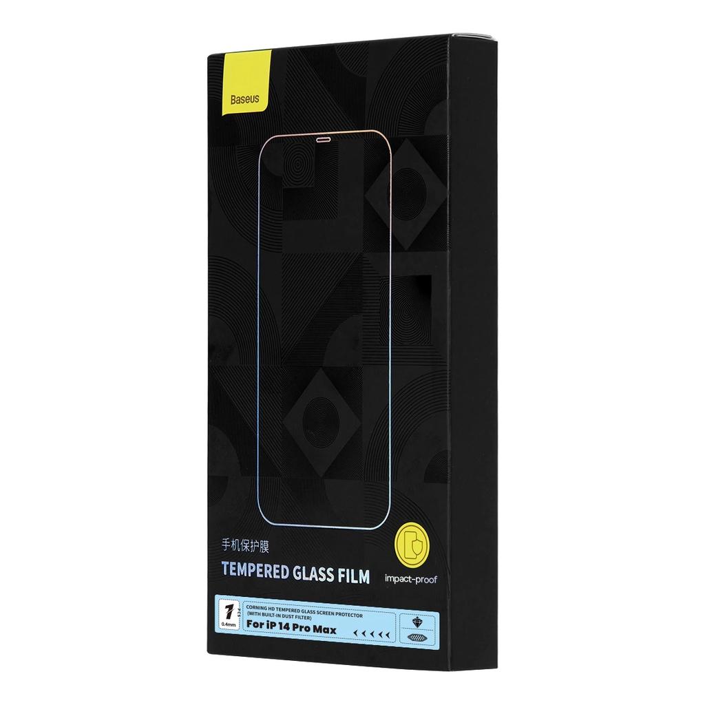 Baseus Full Screen Tempered Glass For Iphone 14 Pro Max With 0.4Mm Speaker Cover + Mounting Kit